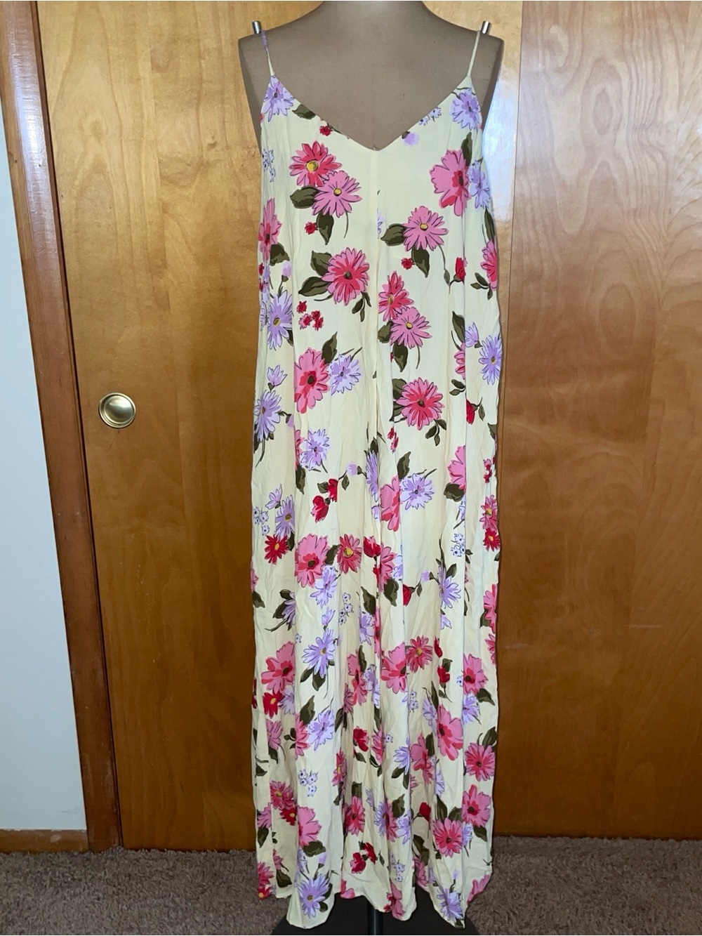 Zara yellow-Maxi Dress with Pink & Purple Floral Print-viscose